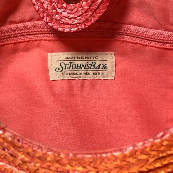 Vintage St John’s Bay’s Pink Straw Purse With Bamboo Handles. - Picture 8 of 10